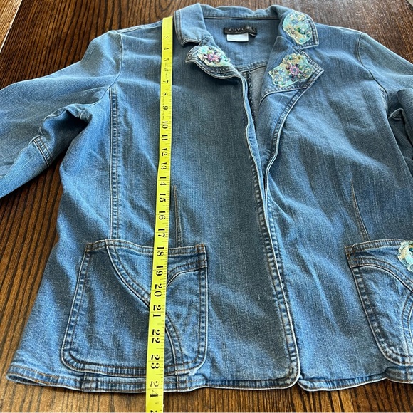 Nancy Bolen City Girl Embellished Denim Jean Jacket Size Large Sequins Artsy VTG - Picture 13 of 14